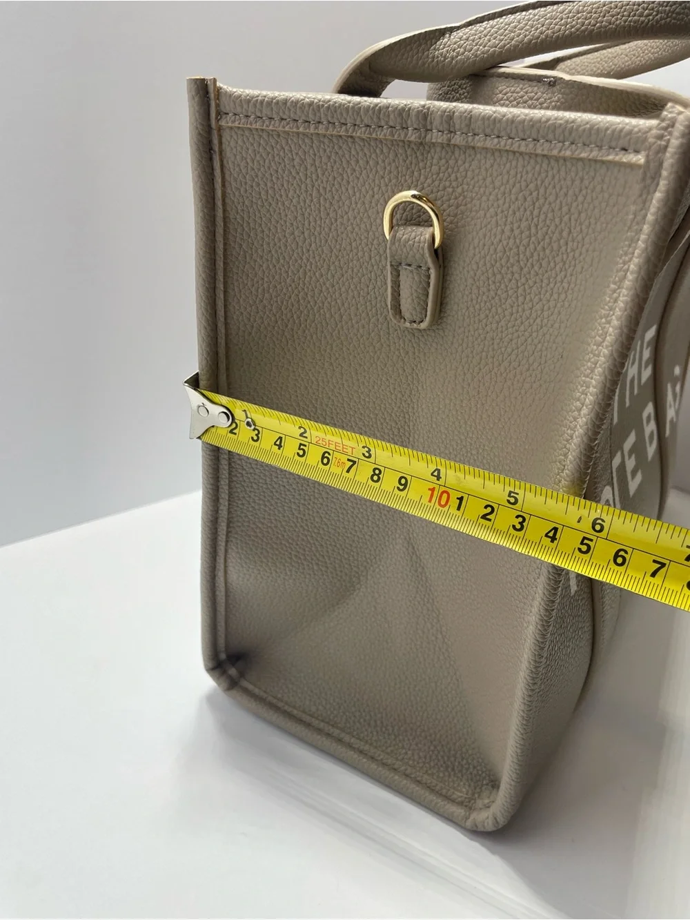 Neutral Beige Pebbled Tote Bag with Top Handles